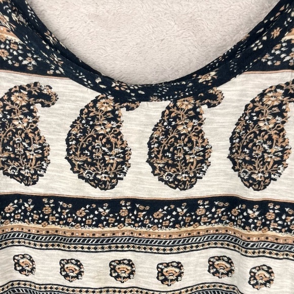 FREE PEOPLE Paisley Modal Blend Puff Sleeve Top Sz Large Boho Beachy Whimsigoth - Picture 6 of 16